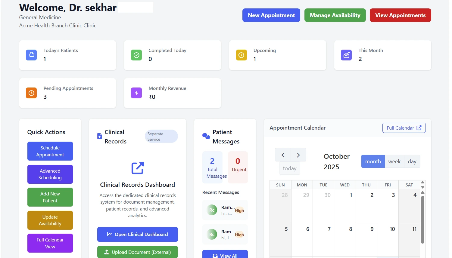 Doctor Dashboard